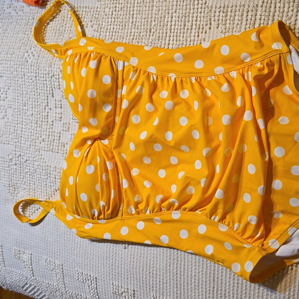 Joyaria yellow polkadot one piece bathing suit